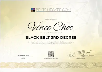 BJJ 3rd Degree Black Belt certificate